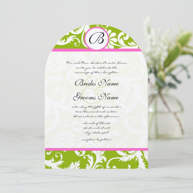 Invitación a la boda de una damáscara de yarrow ro (Anverso de pie)