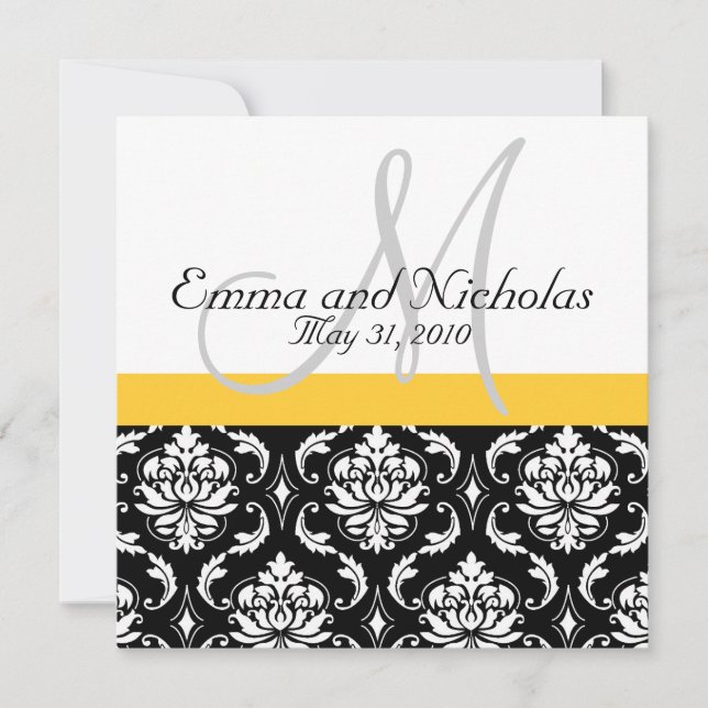 Invitación a la boda de una Damasco en un monogram (Anverso)