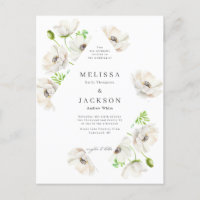 Invitación a la boda de una flor anémona blanca