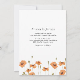 Invitación a la boda de una flor de adormidera sil