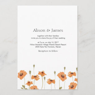 Invitación a la boda de una flor de adormidera sil