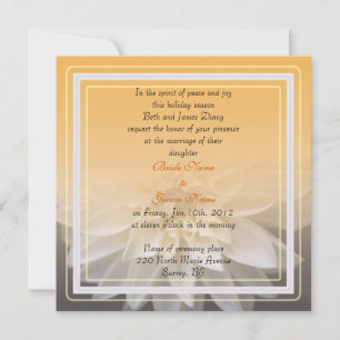 invitación a la boda de una flor de dahlia blanca