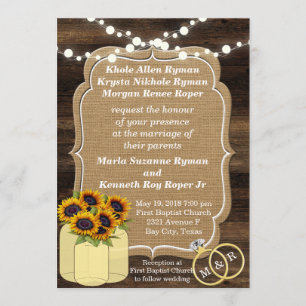 Invitación a la boda de una flor de girasol rústic