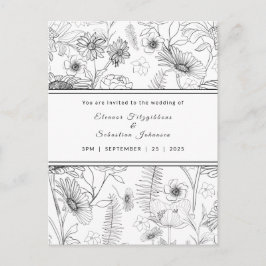 Invitación a la boda de una flor de margarita blan