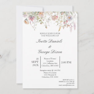 Invitación a la boda de una flor morada salvaje