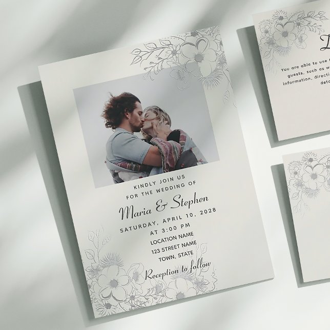 Invitación a la boda de una foto azul turquesa (Subido por el creador)