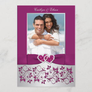 Invitación a la boda de una foto de color morado c