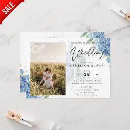 Invitación a la boda de una foto de Hydrangea azul