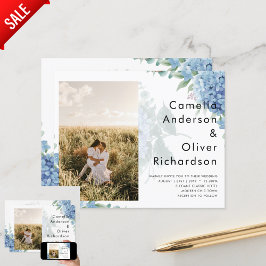 Invitación a la boda de una foto de Hydrangea azul