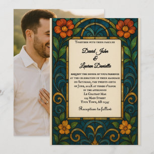 Invitación a la boda de una foto de vidrio templad