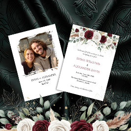 Invitación a la boda de una foto floral de Rubor e