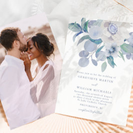 Invitación a la boda de una foto floral simple