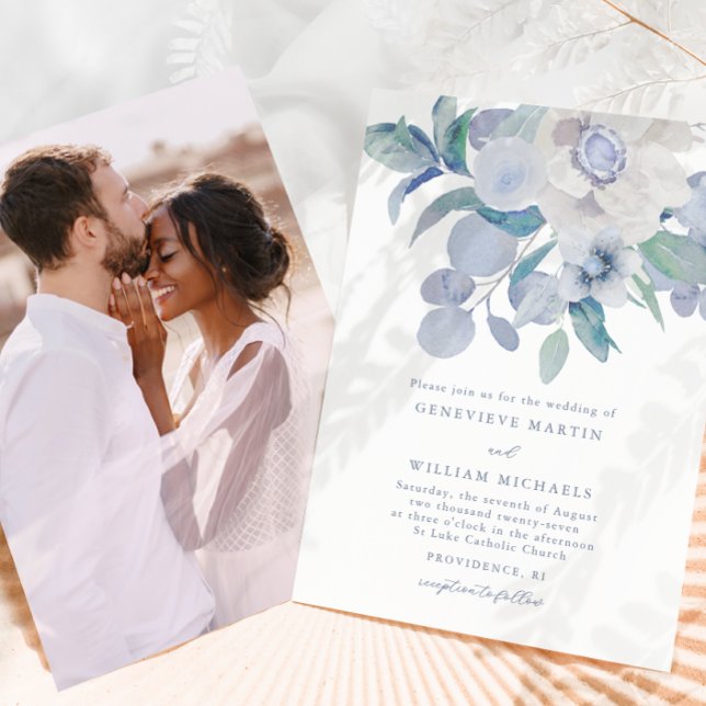 Invitación a la boda de una foto floral simple (Subido por el creador)