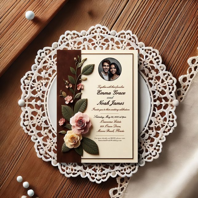 Invitación a la boda de una foto Rosa y eterna (Subido por el creador)