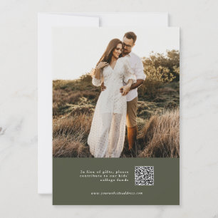Invitación a la boda de una foto verde oliva moder