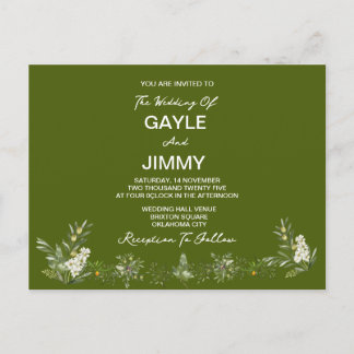 Invitación a la boda de una foto verde oliva moder