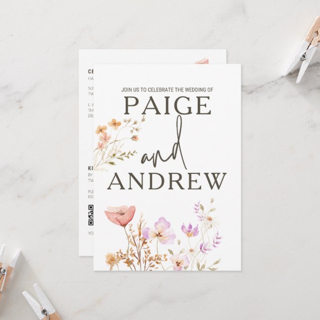 Invitación a la boda de una granja blanca con flor (Anverso/Reverso In Situ)