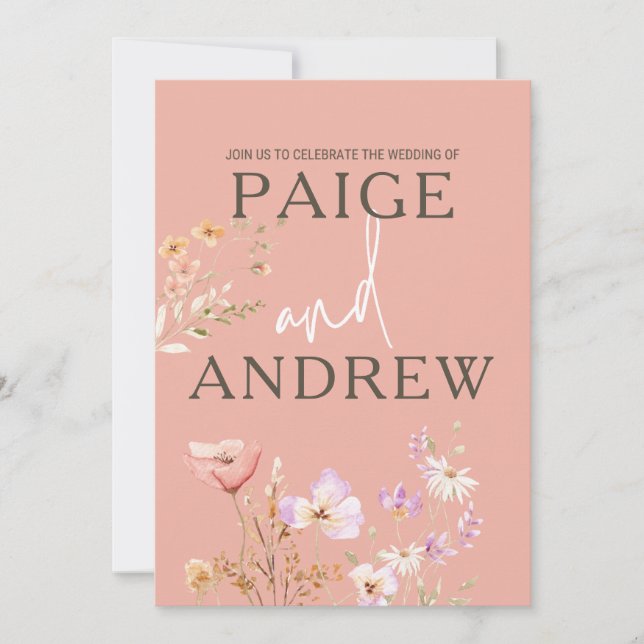 Invitación a la boda de una granja con flores silv (Anverso)