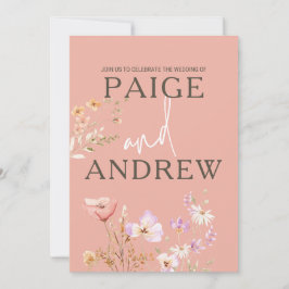 Invitación a la boda de una granja con flores silv