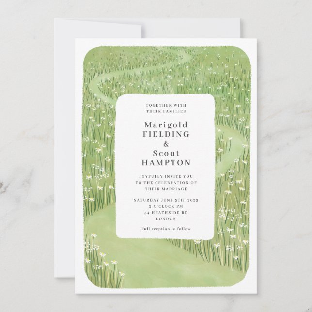 Invitación a la boda de una hierba verde sensacion (Anverso)