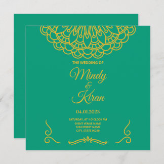 Invitación a la boda de una joya india verde esmer