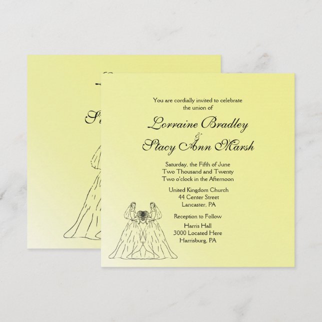 Invitación a la boda de una lesbiana amarilla (Anverso / Reverso)