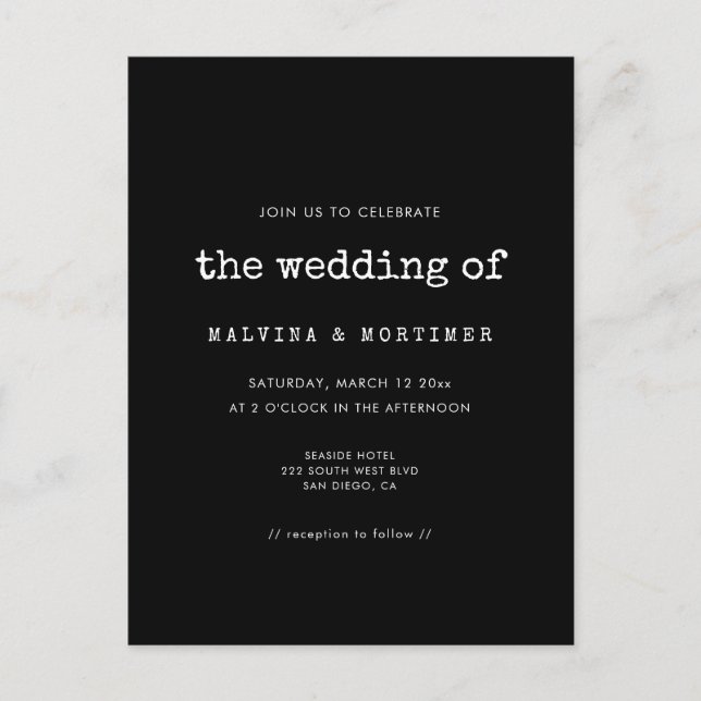 Invitación a la boda de una máquina de escribir mi (Anverso)