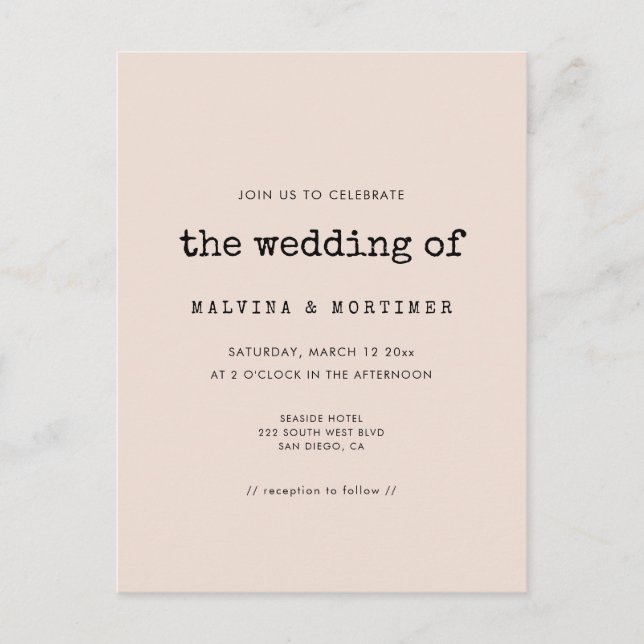Invitación a la boda de una máquina de escribir mi (Anverso)