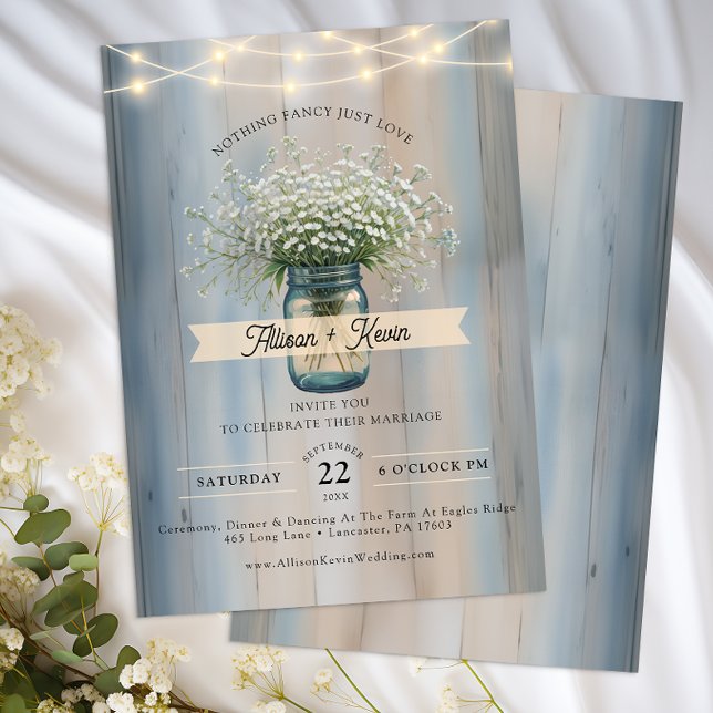 Invitación a la boda de una masacre de un bebé rus (Baby's Breath Wedding Invitation)