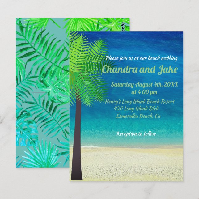 Invitación a la boda de una playa de ensueño diver (Anverso / Reverso)