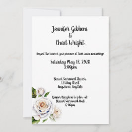 Invitación a la boda de una rosa blanca, 5 x 7"