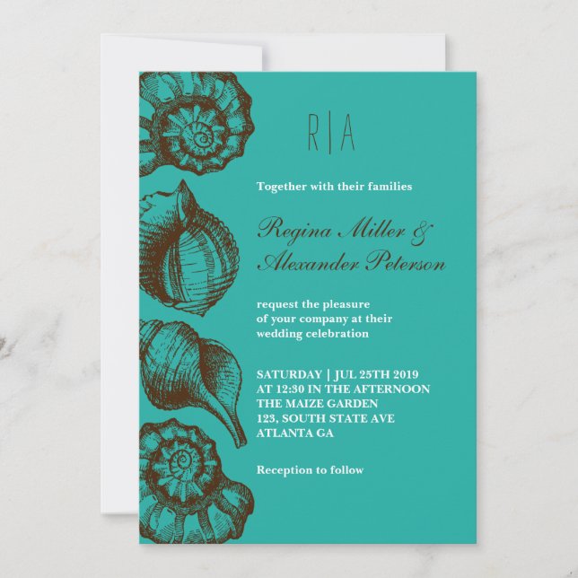 Invitación a la boda de una vieja playa de arena r (Anverso)