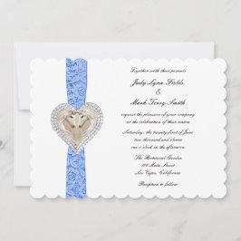 Invitación a la boda de unicornio con encaje azul