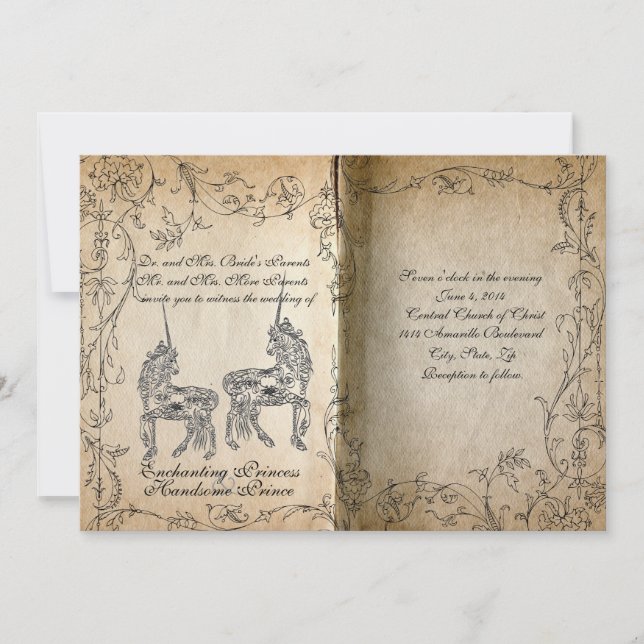 Invitación a la boda de unicornio perfecta para el (Anverso)