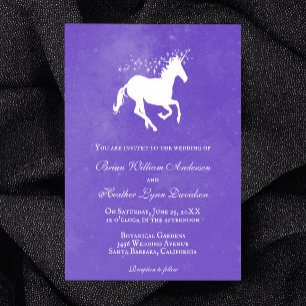 Invitación a la boda de unicornio púrpura