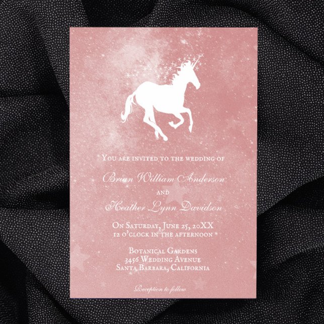 Invitación a la boda de Unicornio rosa (Pink Unicorn Wedding Invitation)