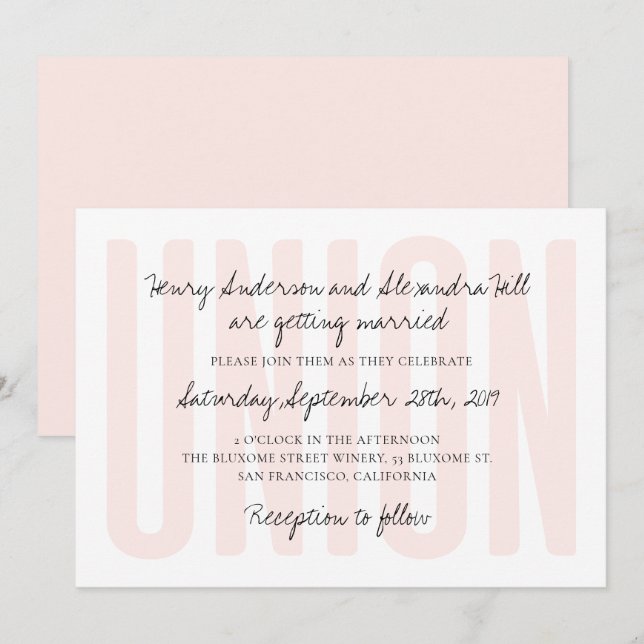 Invitación a la boda de unión // Rubor (Anverso / Reverso)