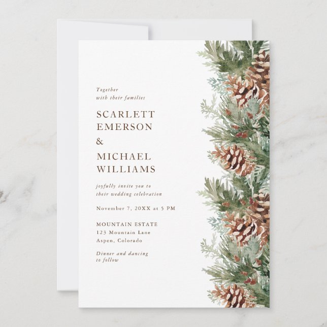 Invitación a la boda de vacaciones en invierno (Anverso)