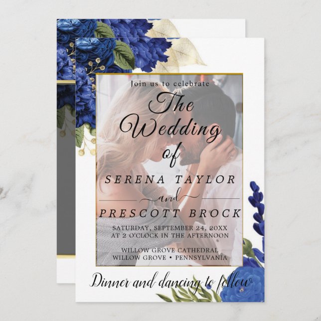 Invitación a la boda de Vellum con Floral y Borgoñ (Anverso / Reverso)