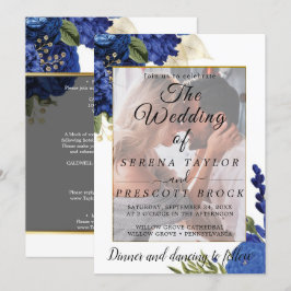 Invitación a la boda de Vellum con Floral y Borgoñ