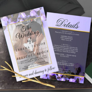 Invitación a la boda de Vellum Rosas púrpura
