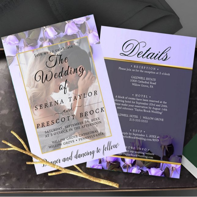 Invitación a la boda de Vellum Rosas púrpura (Subido por el creador)