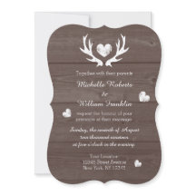 Invitación a la boda de venado antler en moda rúst