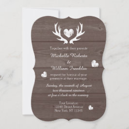 Invitación a la boda de venado antler en moda rúst