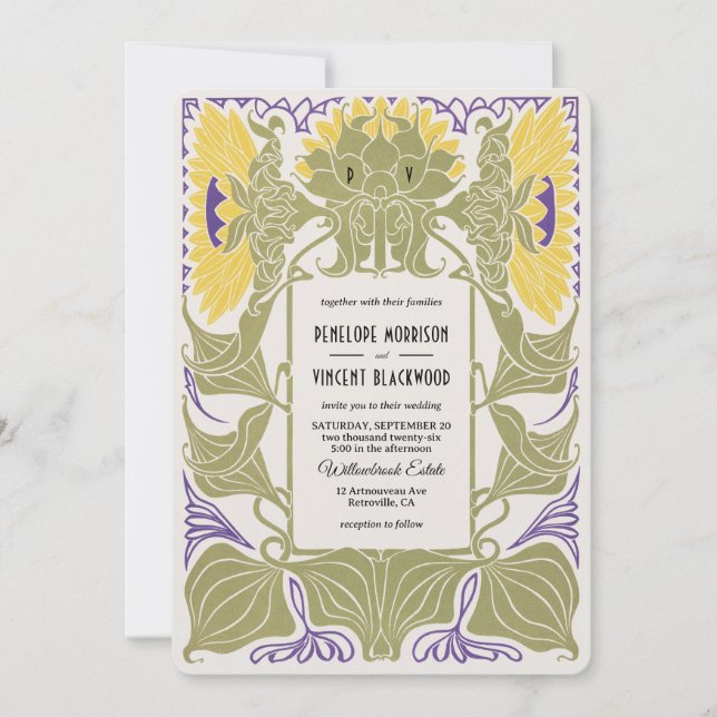 Invitación a la boda de verano con girasol de Art  (Anverso)