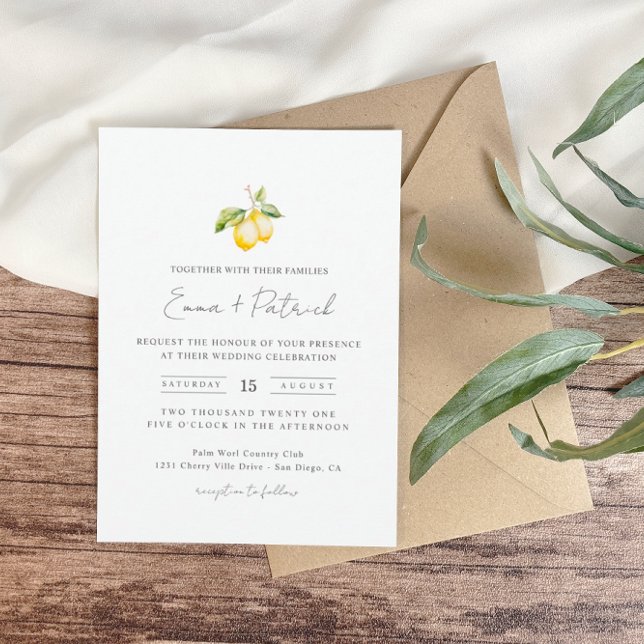 Invitación a la boda de verano de cítricos clásico (Subido por el creador)