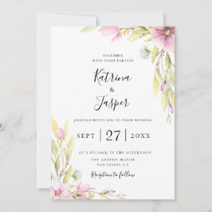 Invitación a la boda de verano de flores silvestre