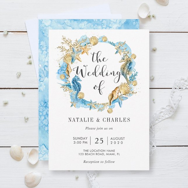 Invitación a la boda de verano en el mar (Front & Back)