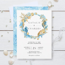 Invitación a la boda de verano en el mar y la play
