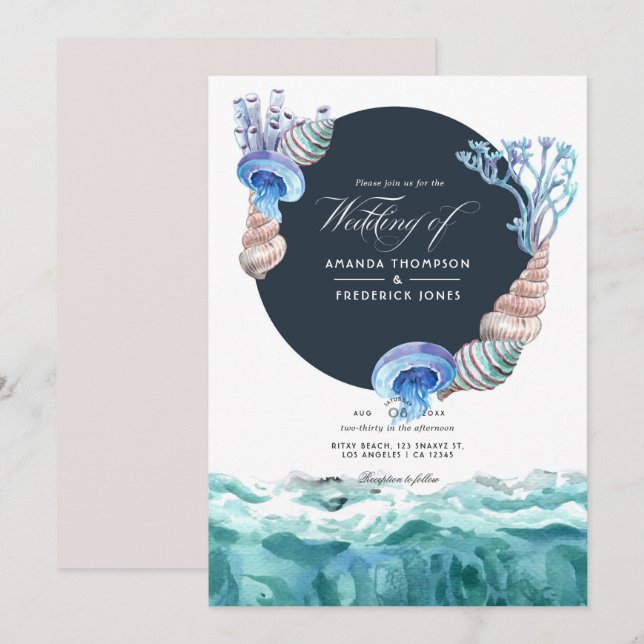 Invitación a la boda de verano en la playa (Anverso / Reverso)